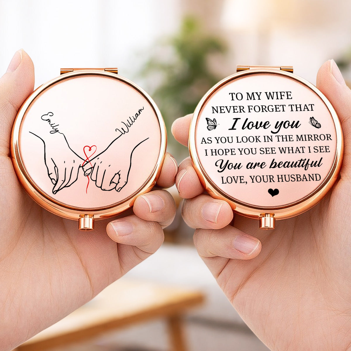 Beauty Reflected Through Love - Personalized Compact Mirror