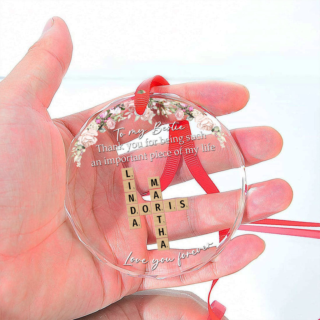 Custom Friendship Christmas Ornament, Best Friend Gift •  Friends Make Everything Easier - Personalized Glass Ornament