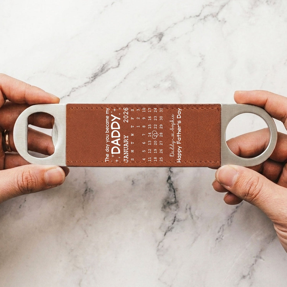 The Day You Become My Daddy - Personalized Leather Bottle Opener