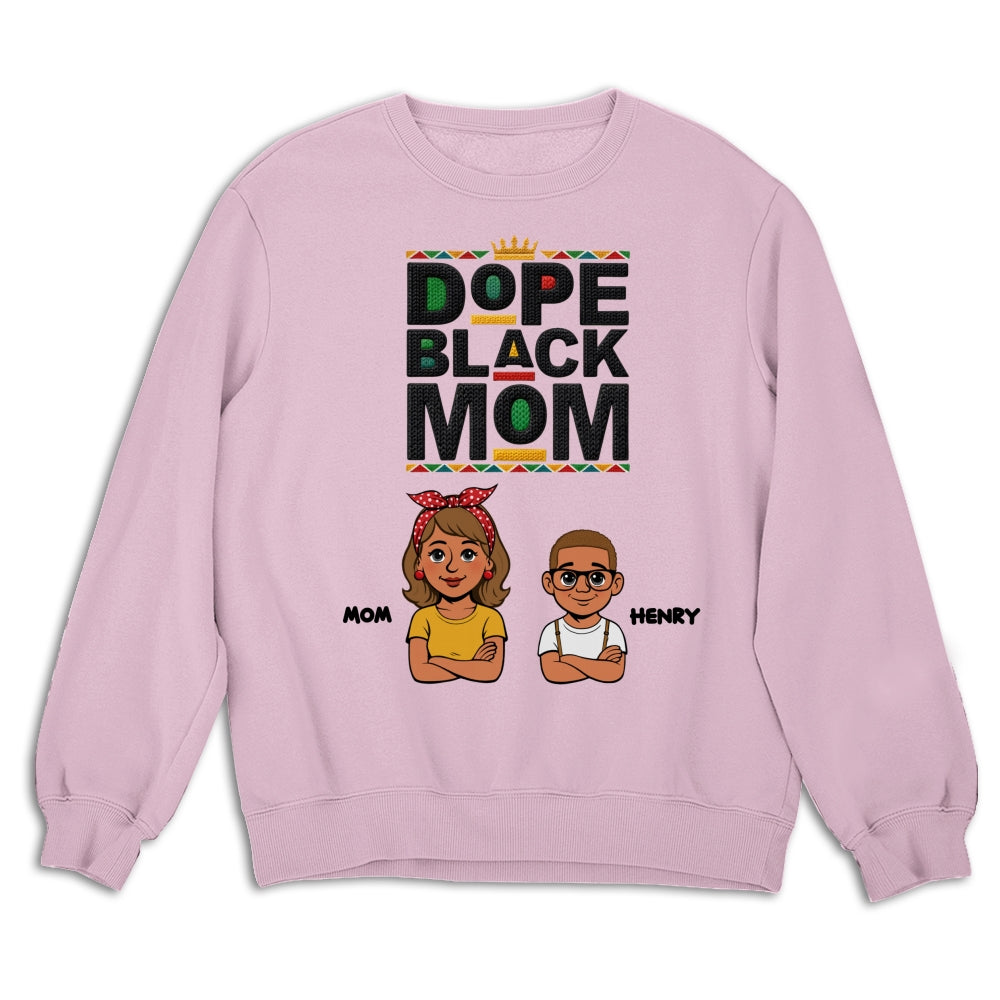 Custom Christmas & Birthday Gift for Mom, Grandma • Dope Black Mom Black History Month - Personalized Shirt - Women Tee