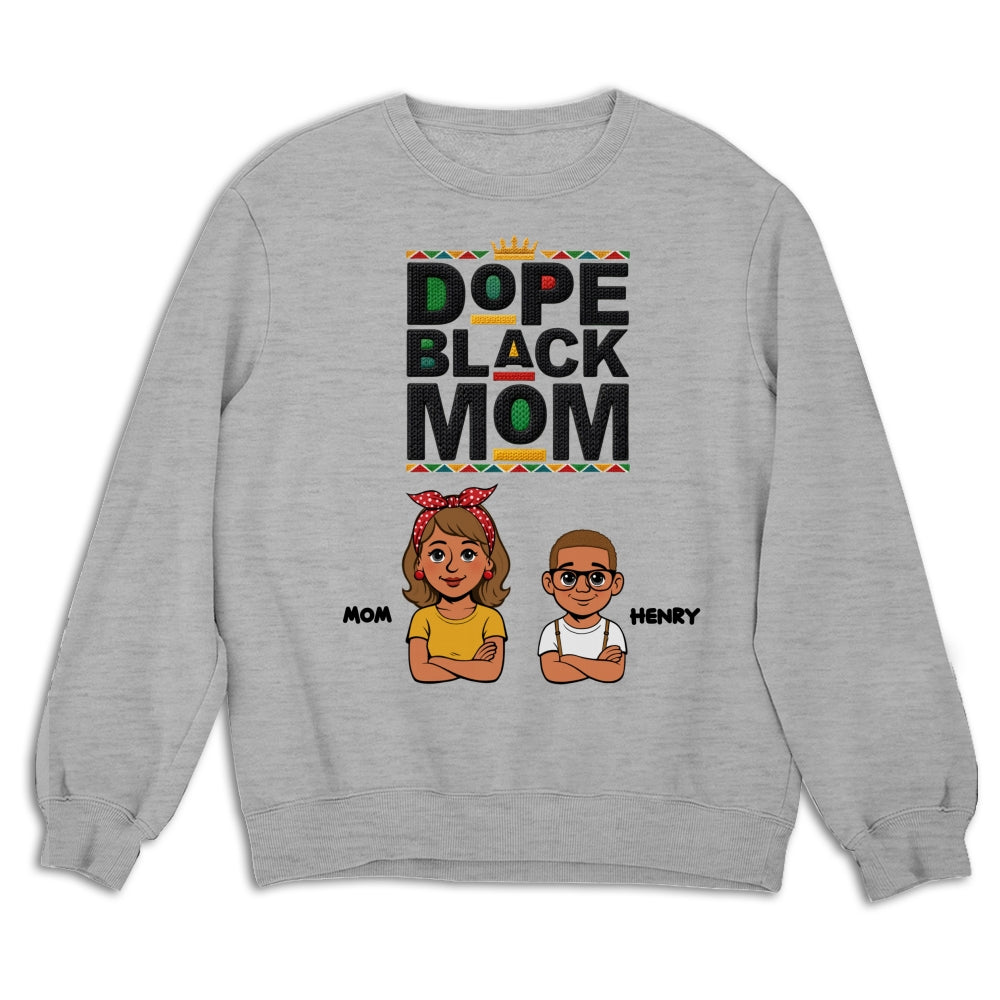 Custom Christmas & Birthday Gift for Mom, Grandma • Dope Black Mom Black History Month - Personalized Shirt - Women Tee