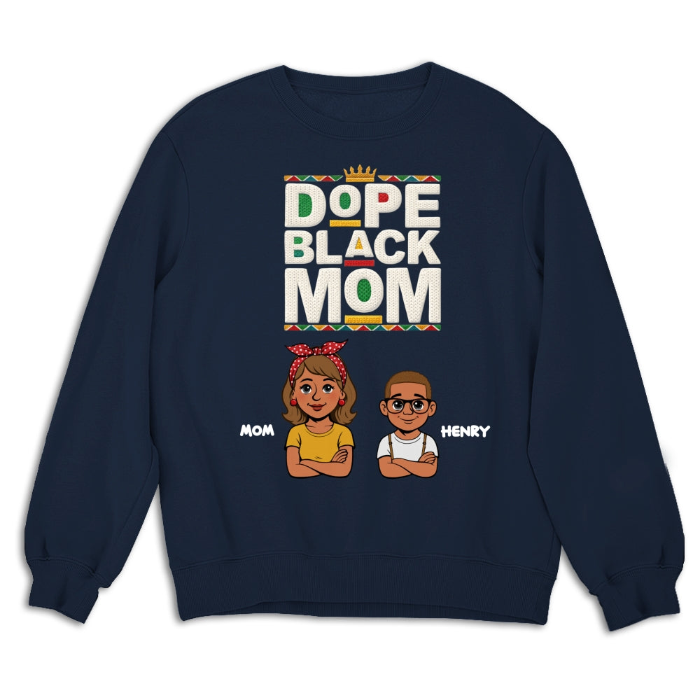 Custom Christmas & Birthday Gift for Mom, Grandma • Dope Black Mom Black History Month - Personalized Shirt - Women Tee