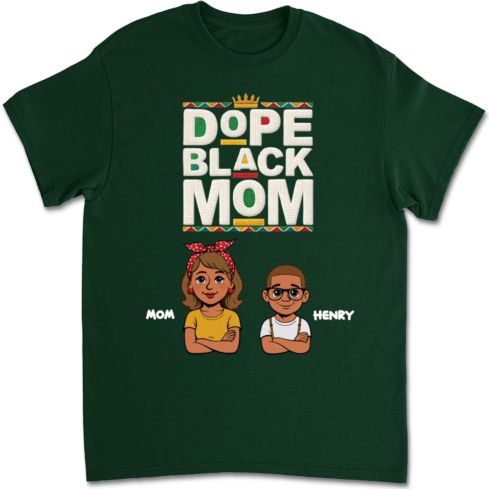 Custom Christmas & Birthday Gift for Mom, Grandma • Dope Black Mom Black History Month - Personalized Shirt - Women Tee