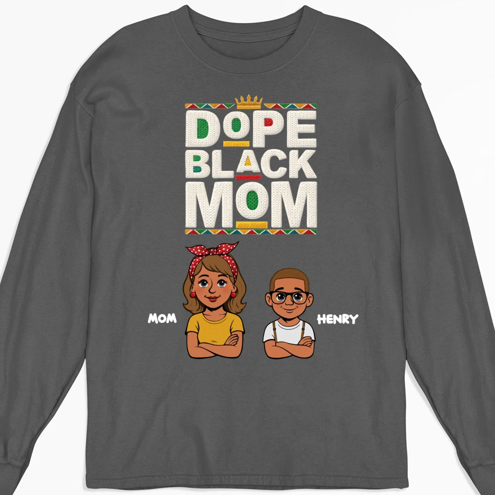 Custom Christmas & Birthday Gift for Mom, Grandma • Dope Black Mom Black History Month - Personalized Shirt - Women Tee