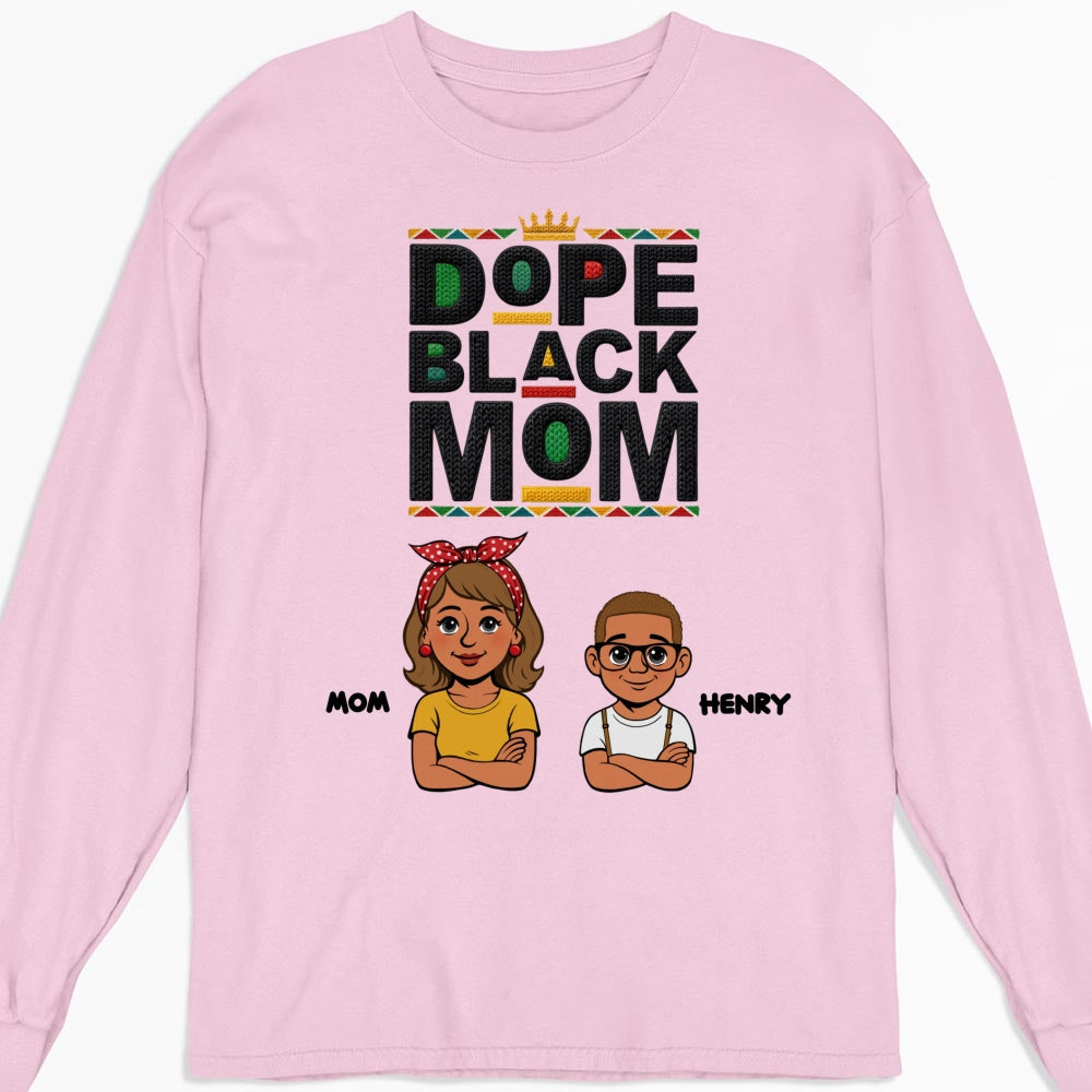 Custom Christmas & Birthday Gift for Mom, Grandma • Dope Black Mom Black History Month - Personalized Shirt - Women Tee