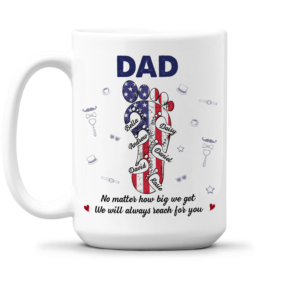 Custom Father's Day, Special Gift for Dad & Grandpa • Dad Footsteps Heart - Personalized Coffee Mug