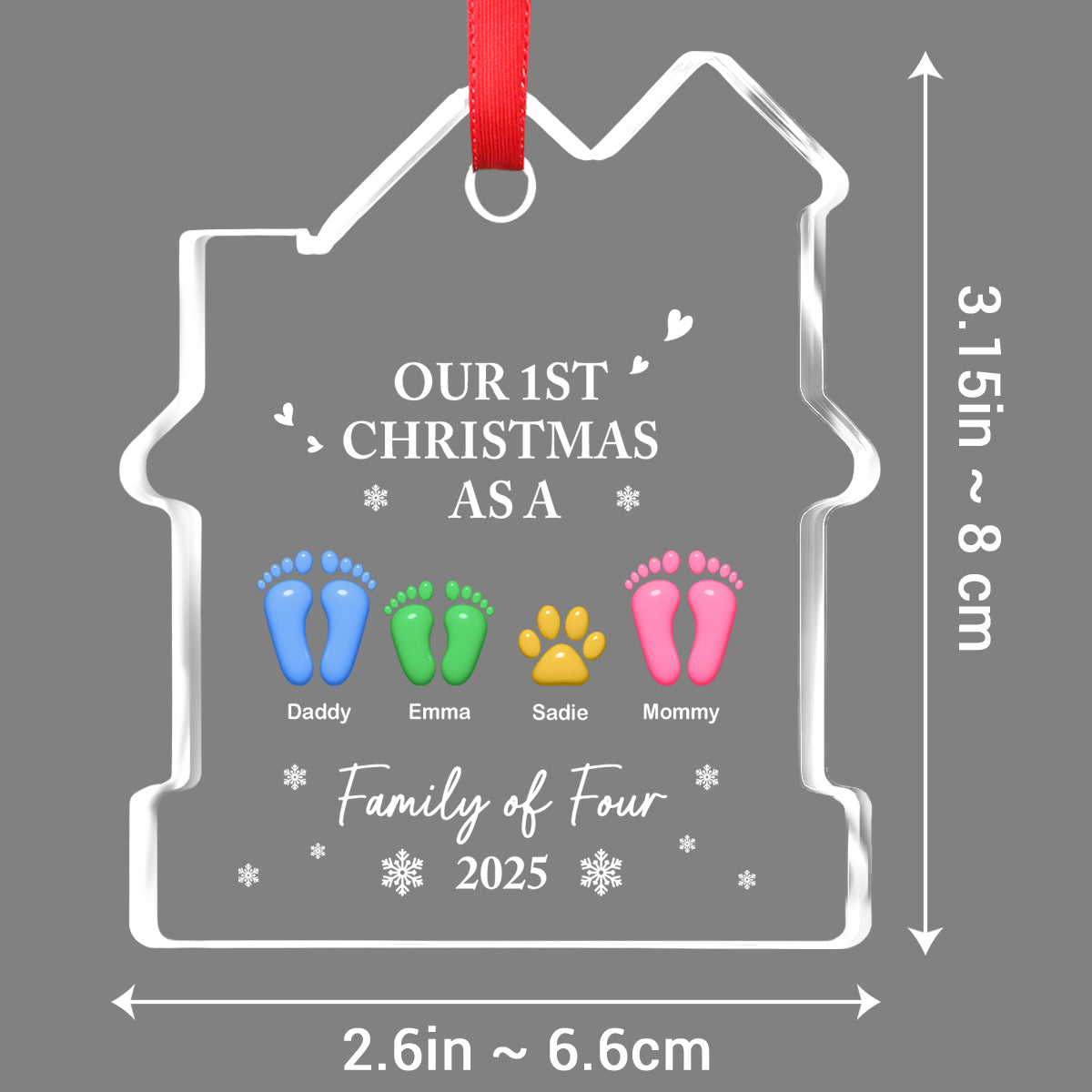 Custom Family First Christmas Ornament •  Our First Holiday Season As One - Personalized House Shaped Glass Ornament