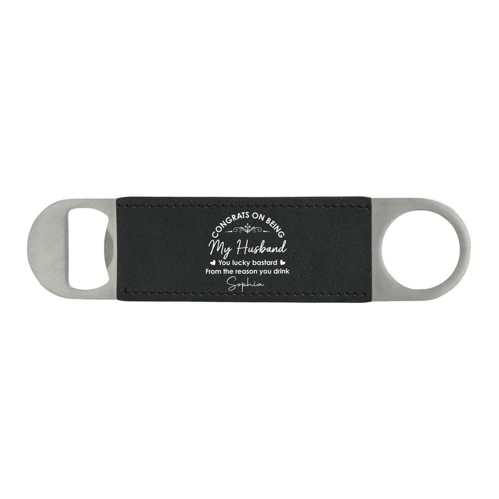 You Lucky Bastard - Personalized Leather Bottle Opener