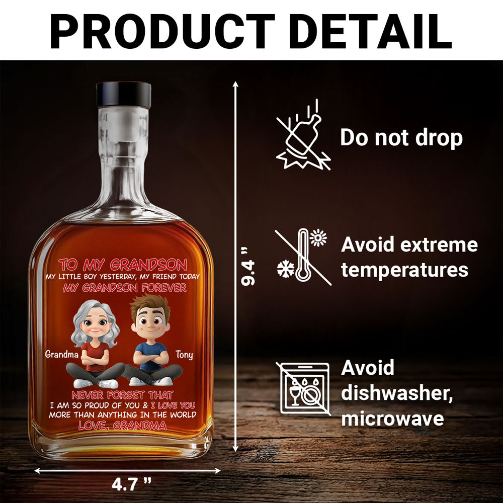 Grandma And Grandson Forever - Personalized Spirits Decanter