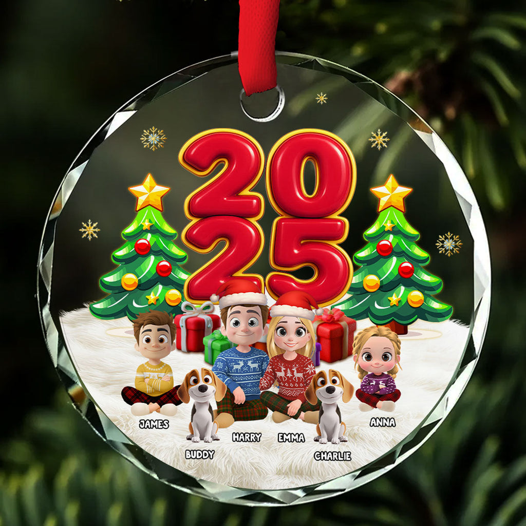 Custom Family Ornament, Christmas Gift for Family Members •  You Me And Our Kids - Personalized Glass Ornament
