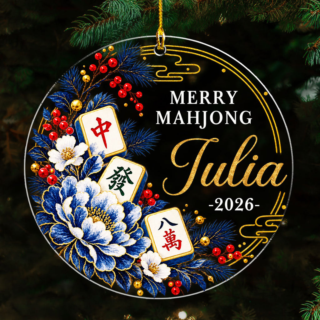 Custom Friendship Christmas Ornament, Best Friend Gift •  Mahjong Christmas - Personalized Acrylic Ornament