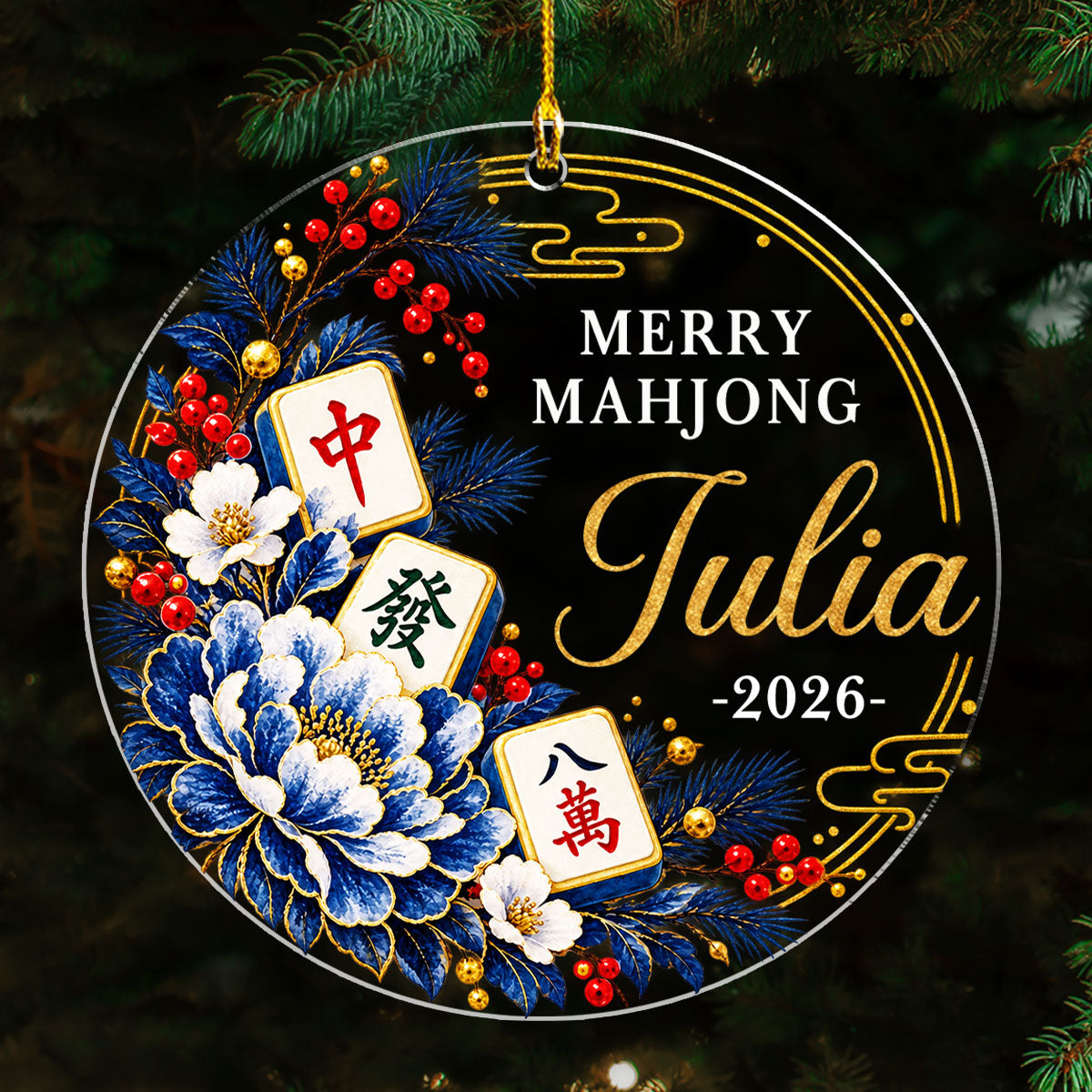 Custom Friendship Christmas Ornament, Best Friend Gift •  Mahjong Christmas - Personalized Acrylic Ornament