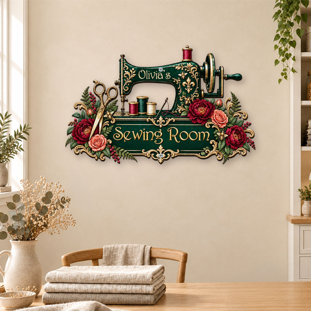 Custom Home & Wall Decor, Birthday & Christmas Gift • Sewing Room - Personalized Freeform Shape Metal Sign