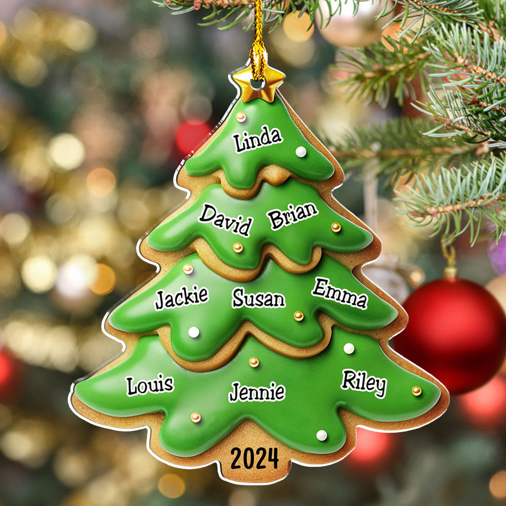 Custom Family Ornament, Christmas Gift for Family Members •  Family Gingerbread Name - Personalized Acrylic Ornament
