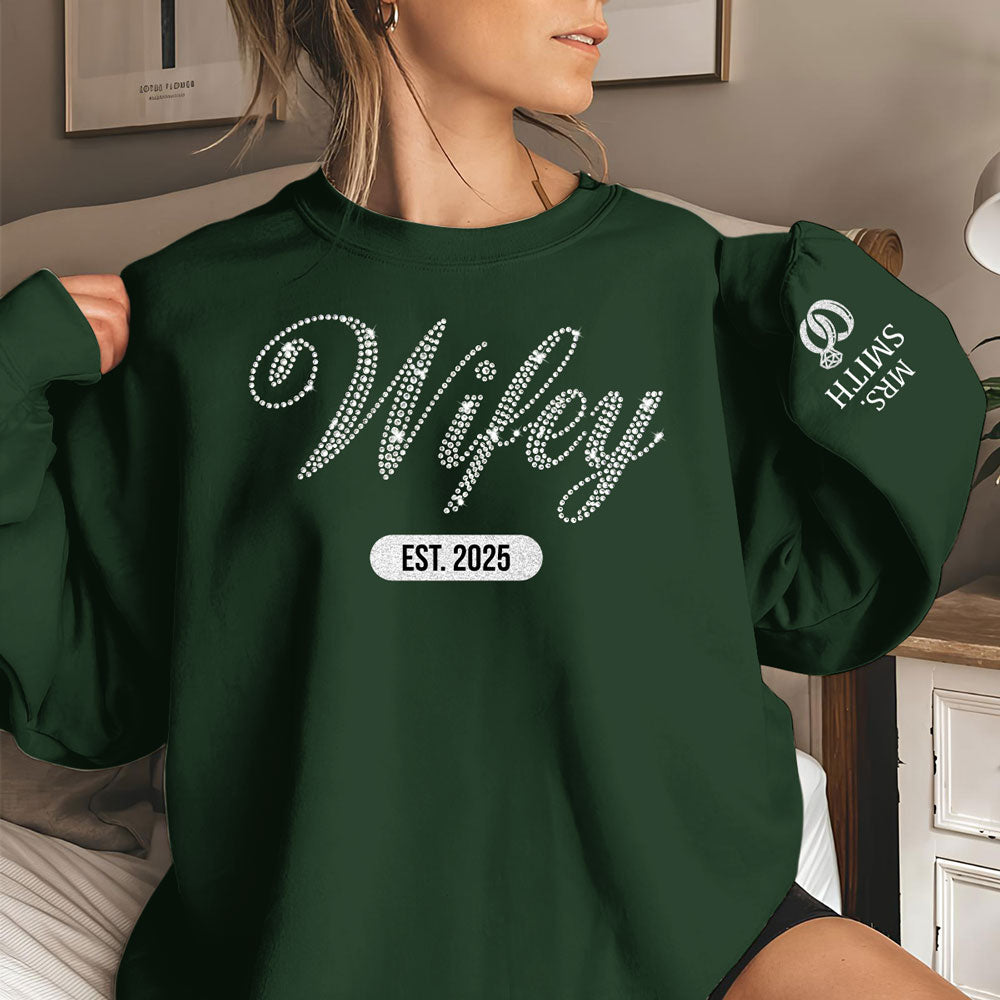 Wifey Est Anniversary Wedding Gifts For Him And Her - Personalized Sweatshirt