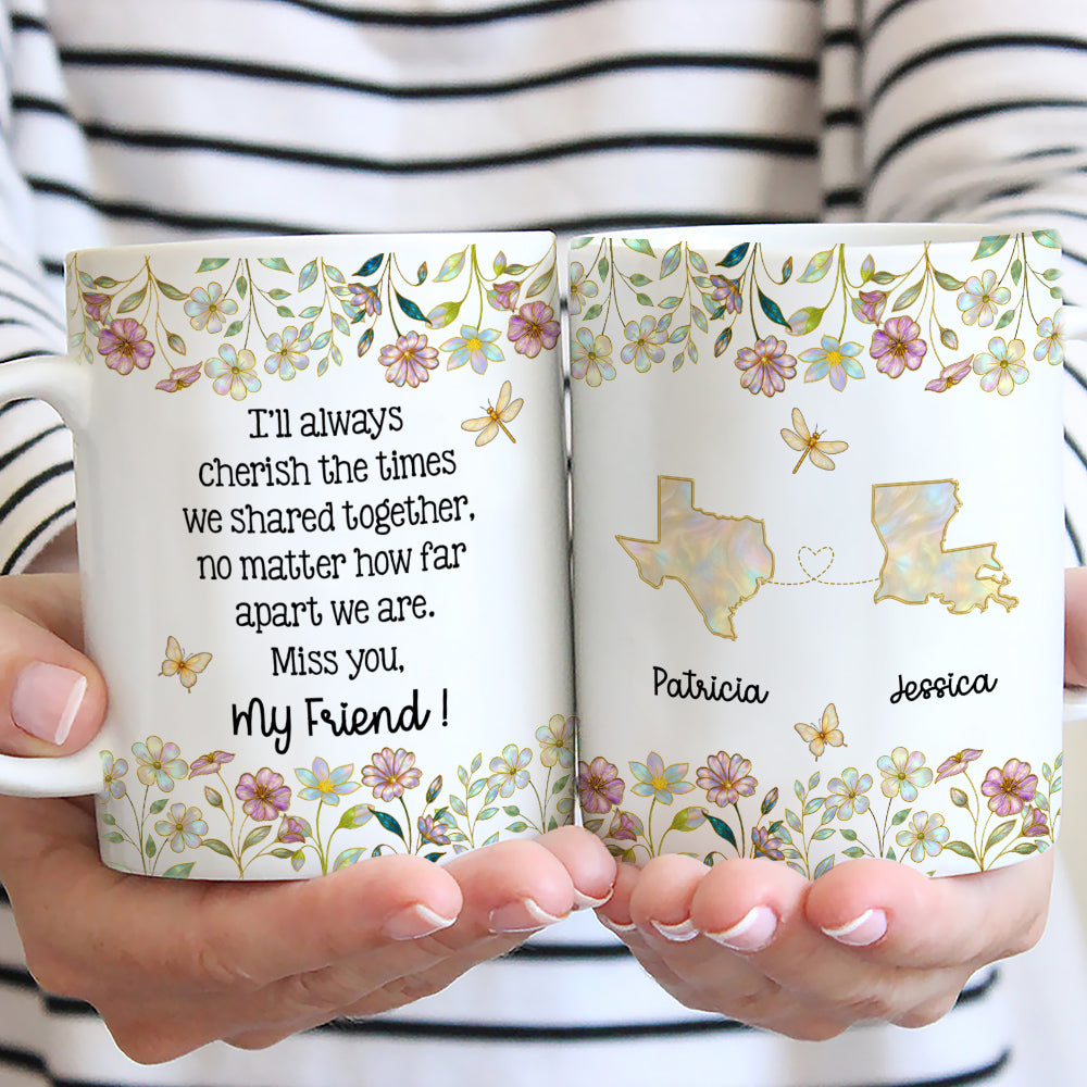 Custom Best Friend, Christmas & Birthday Friendship Keepsake Gift • Miss You My Bestie - Personalized Coffee Mug