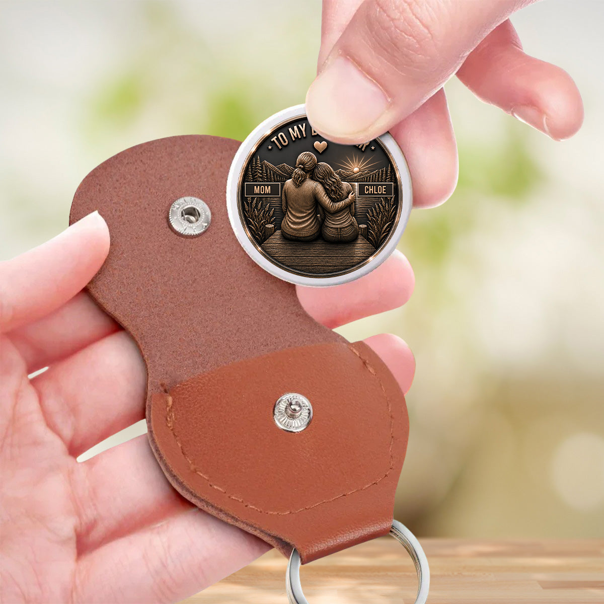 Custom Daughter Coin Keychain, Mother's Day Birthday Gifts • My Beloved Girl - Personalized Pocket Hug