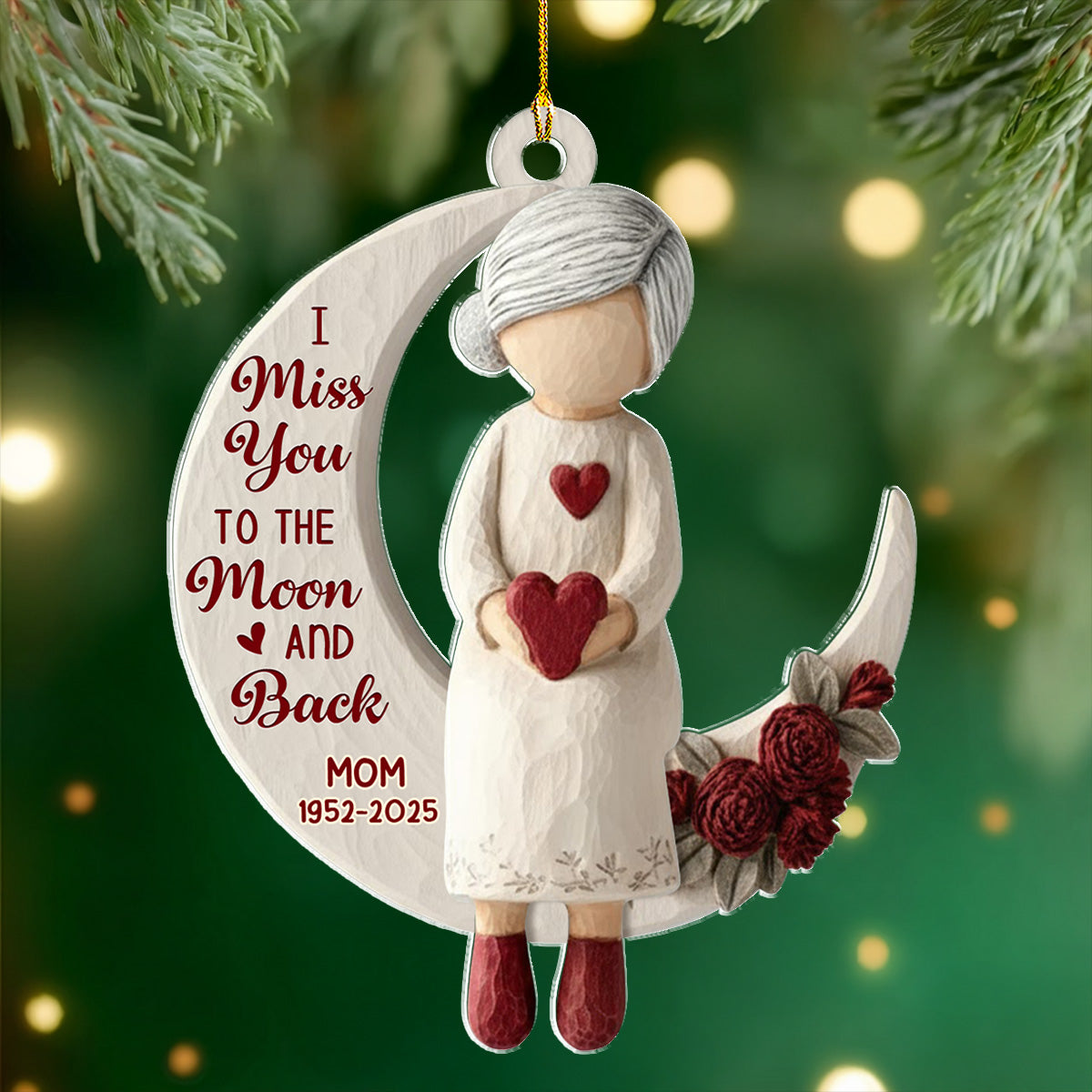Custom Memorial Christmas Ornament, Sympathy Keepsake •  Moon Miss - Personalized Acrylic Ornament