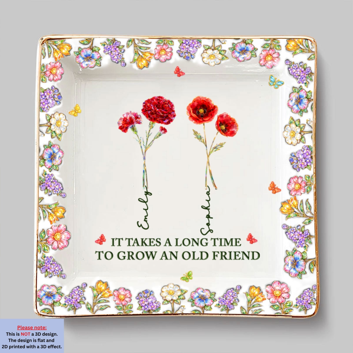 Custom Trinket Dish Gift for Friend, for Soul Sister • My Real Friends Sisters - Personalized 3D Effect Jewelry Dish