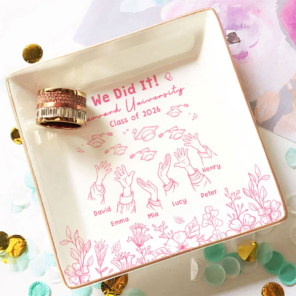 Custom Class of 2026 Trinket Dish, Graduation Gift For Her • We Did It - Personalized Jewelry Dish