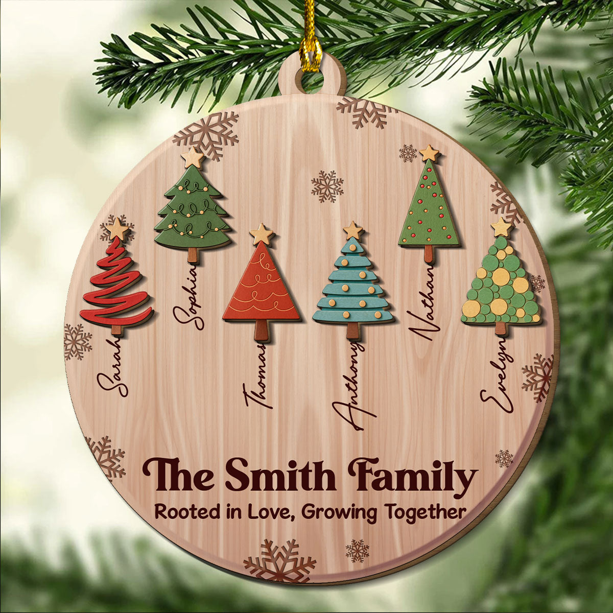 Custom Family Ornament, Christmas Gift for Family Members •  Love Makes Our Roots Strong - Personalized 2-layered Wood Ornament
