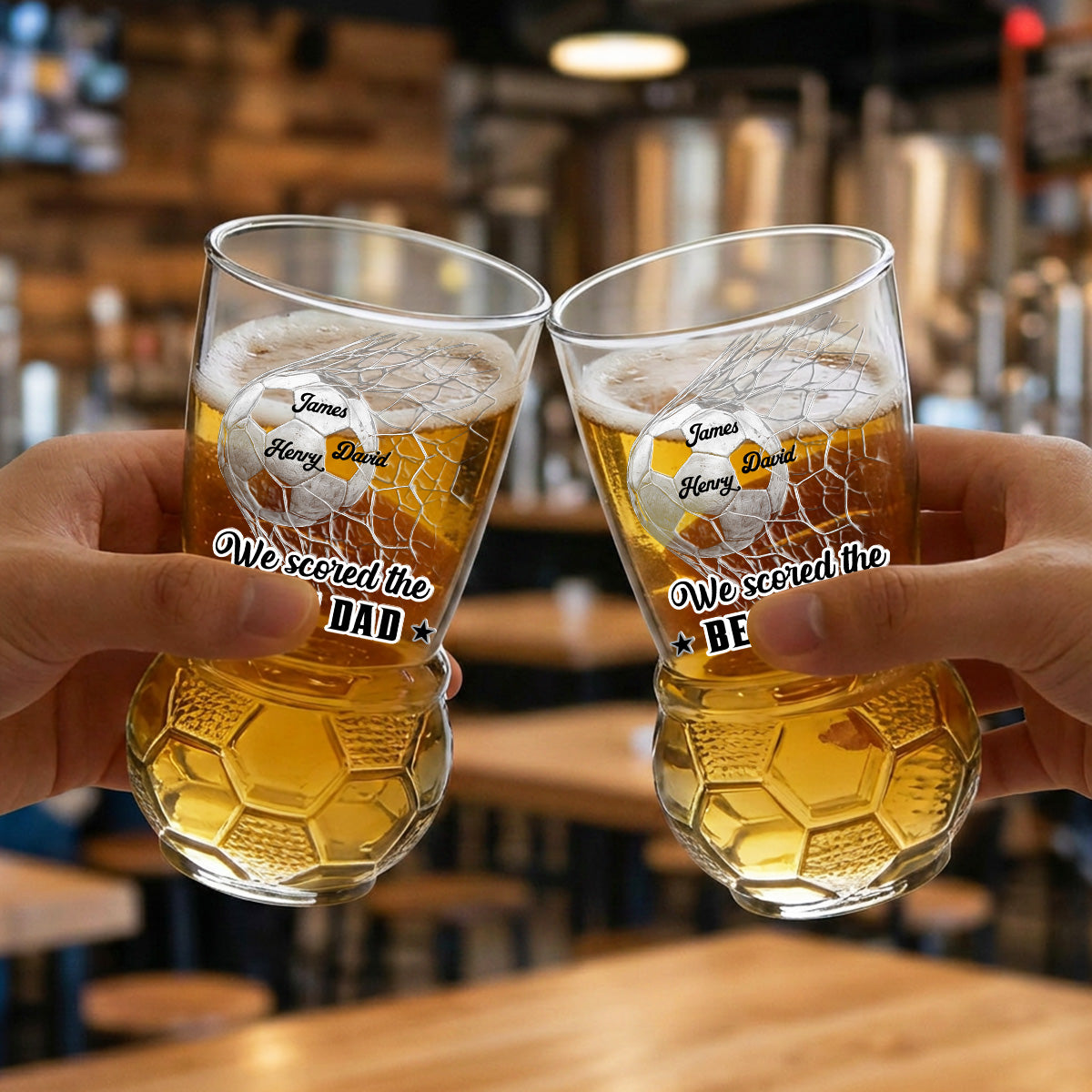 We Scored The Best Dad - Personalized Football Beer Glass