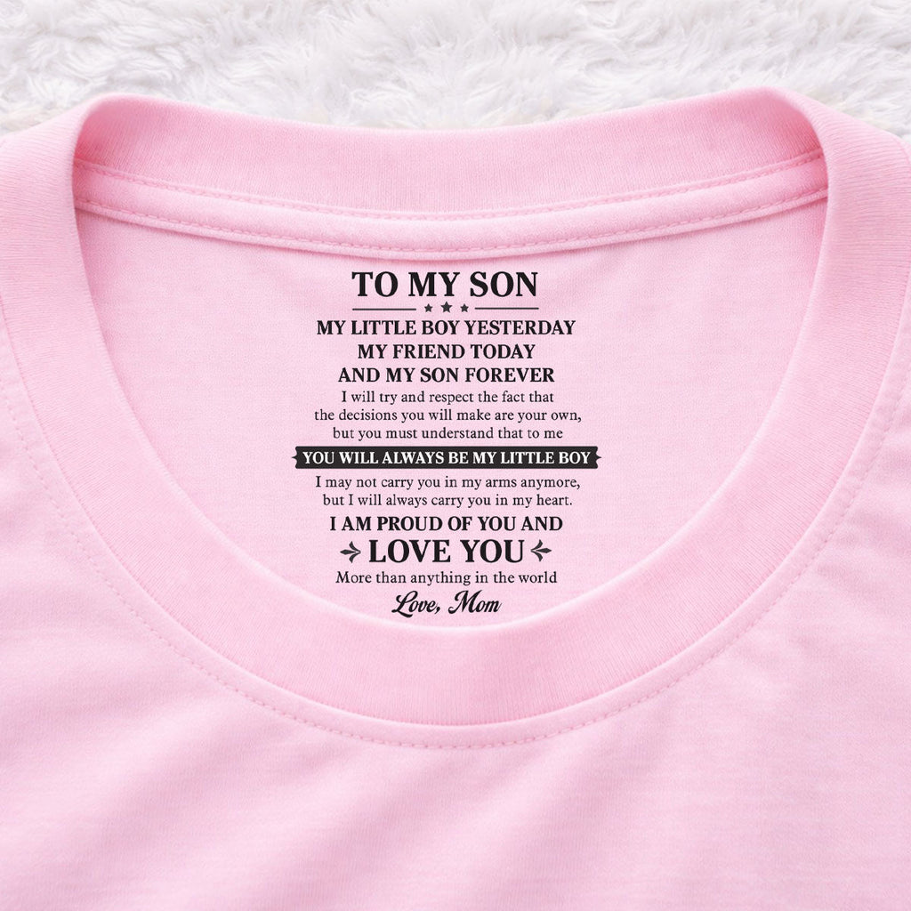 Custom Father's Day Gift For Son • My Little Boy Yesterday My Friend Today - Personalized Inside Neck Print T-Shirt