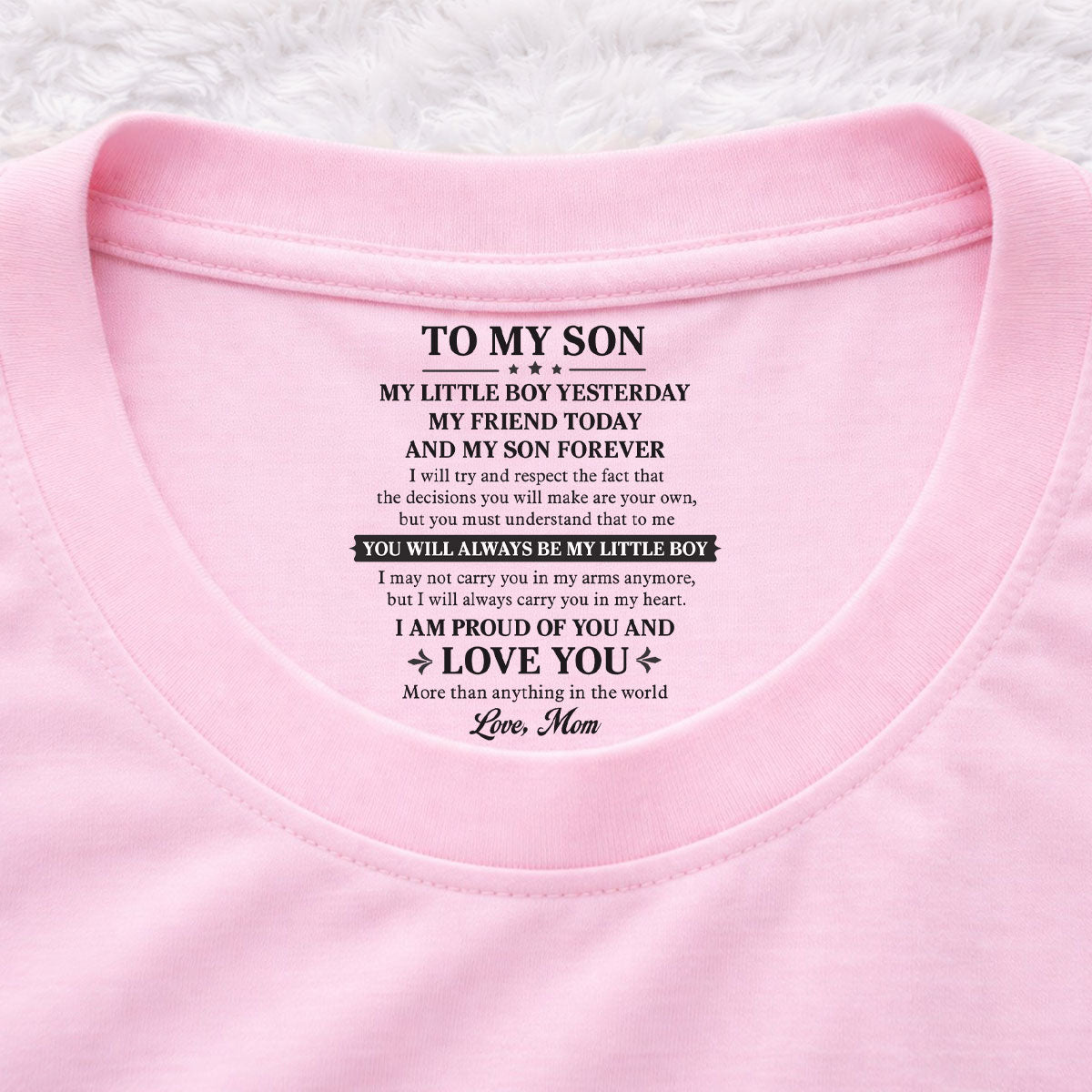 Custom Father's Day Gift For Son • My Little Boy Yesterday My Friend Today - Personalized Inside Neck Print T-Shirt