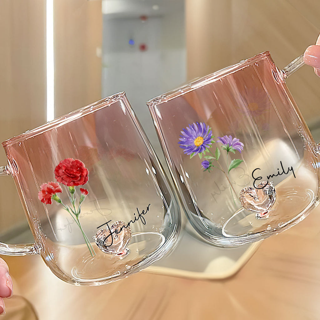 Custom Best Friend, Christmas & Birthday Friendship Keepsake Gift • You Are The Most Beautiful Flower - Personalized Pink Gradient Glass Mug