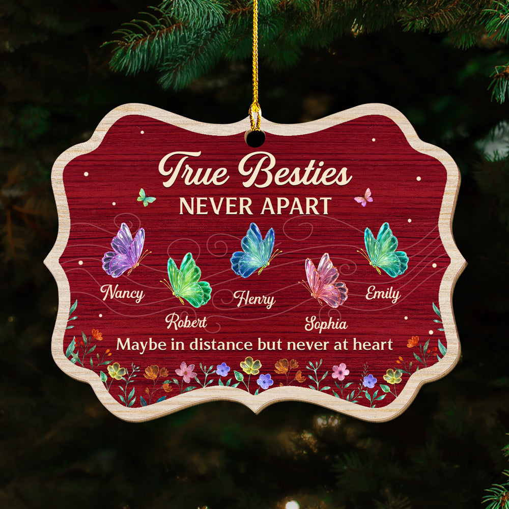 Custom Friendship Christmas Ornament, Best Friend Gift •  True Friends - Personalized Wood Ornament
