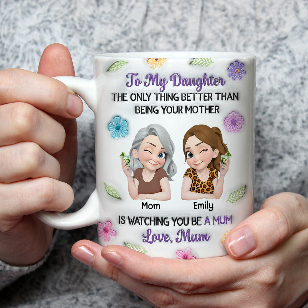Custom Mother's Day Gift for Daughter • Linked Together Cartoon Colorful - Personalized 3D Inflated Effect Mug