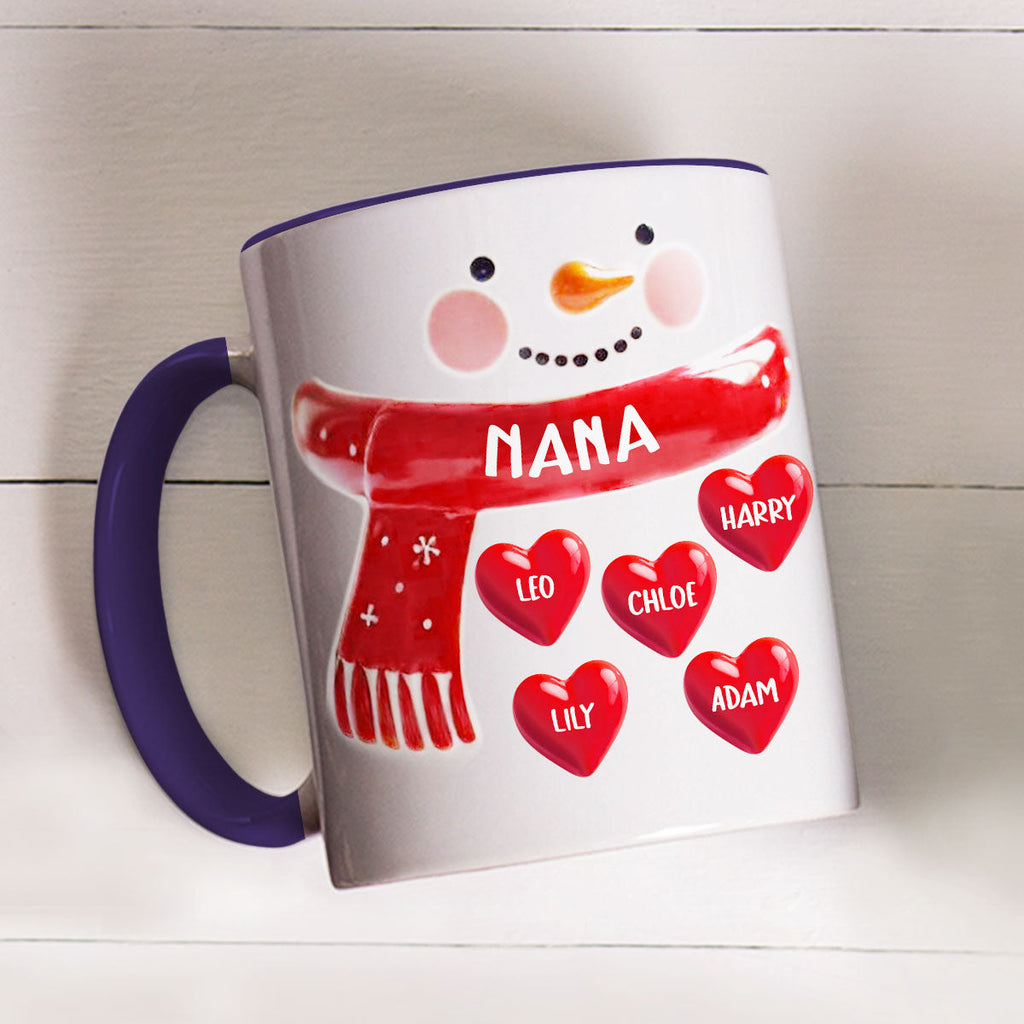 Custom Christmas & Birthday Gift For Grandma • Snowman Grandma - Personalized 3D Inflated Effect Accent Mug