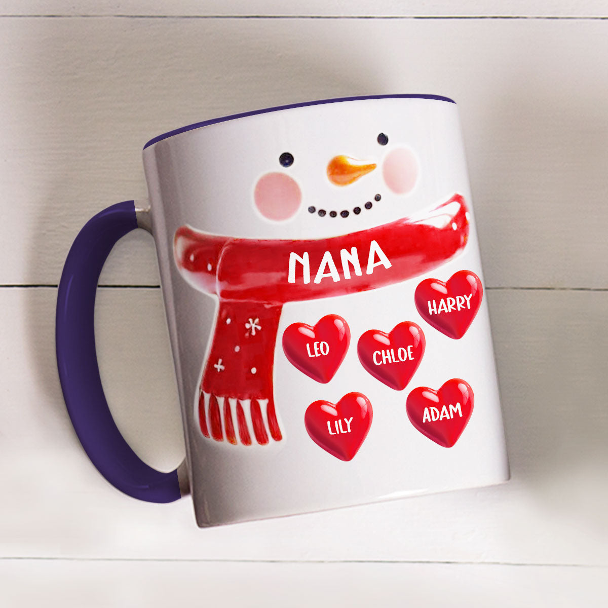Custom Christmas & Birthday Gift For Grandma • Snowman Grandma - Personalized 3D Inflated Effect Accent Mug