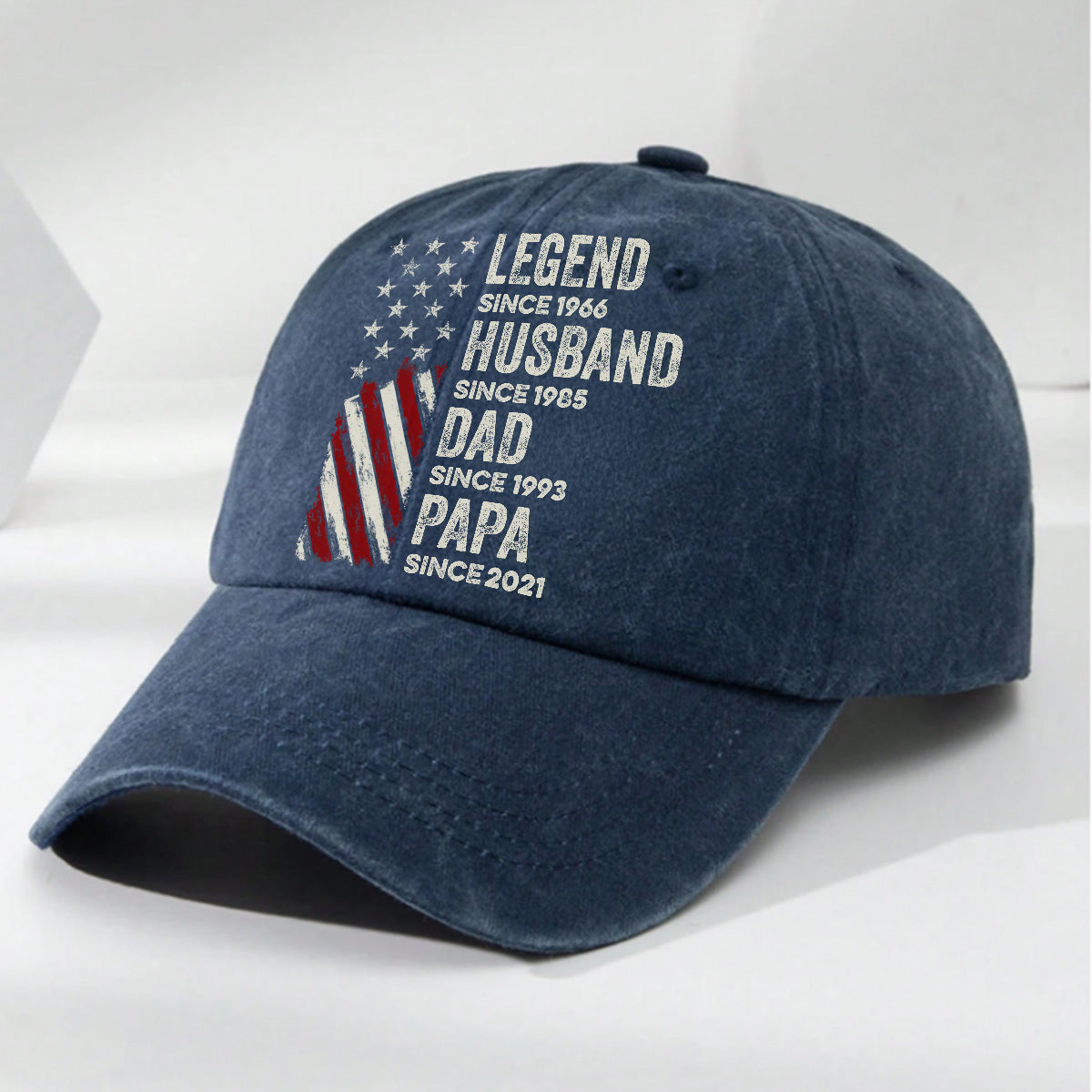 Custom Christmas Headwear Birthday Gifts for Grandpa • Just Keep Getting Better - Personalized Vintage Washed Denim Cap