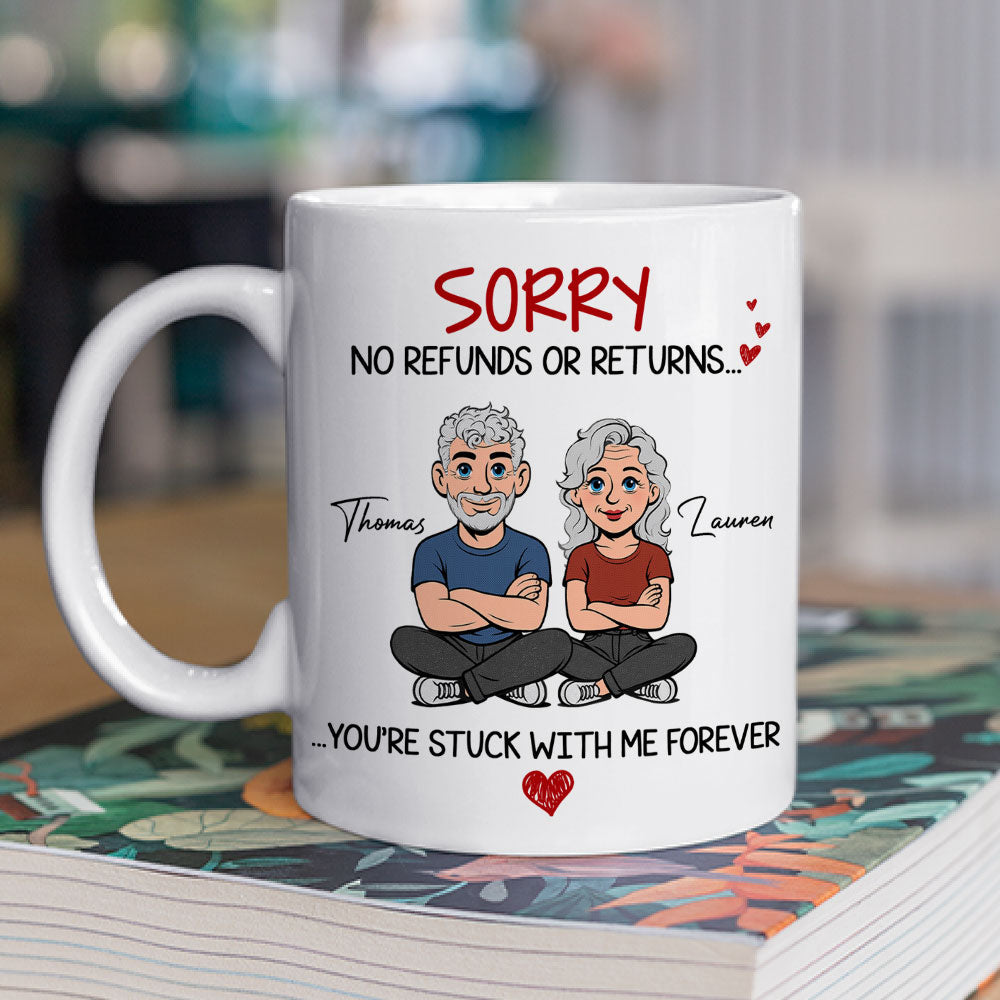 Custom Anniversary Keepsake Gifts For Couple • Retro You Are Stuck With Me Forever - Personalized Coffee Mug