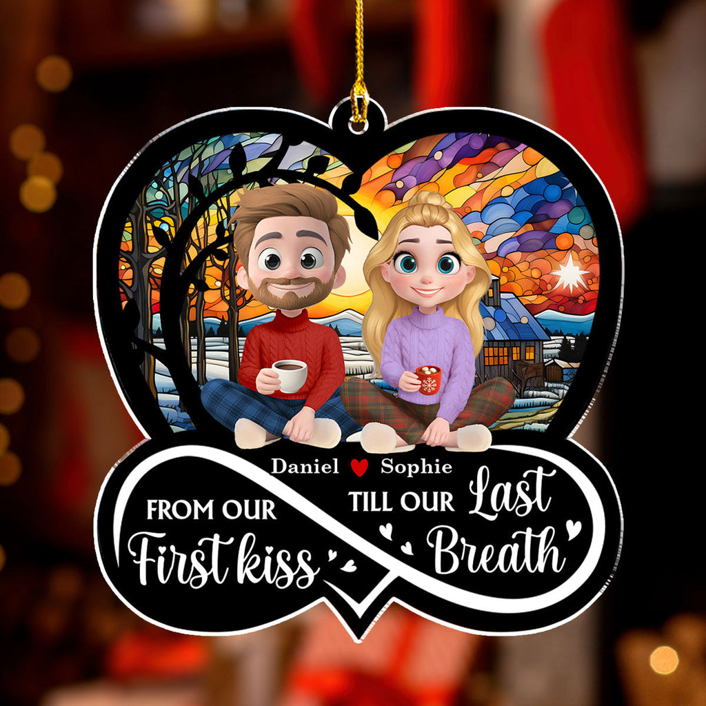 Custom Couple Christmas Ornament, Anniversary Gift •  Forever By Your Side - Personalized Acrylic Ornament
