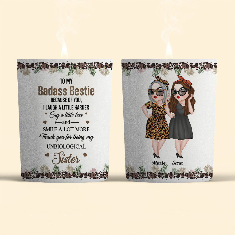 Because Of You I Laugh A Little Harder - Personalized Candle