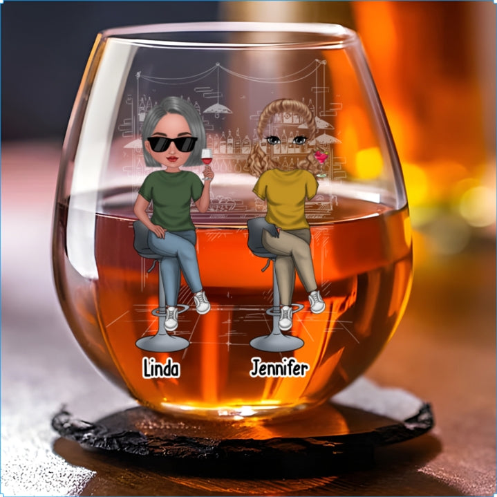 The Girls Are Drinking Again - Personalized Wine Glass