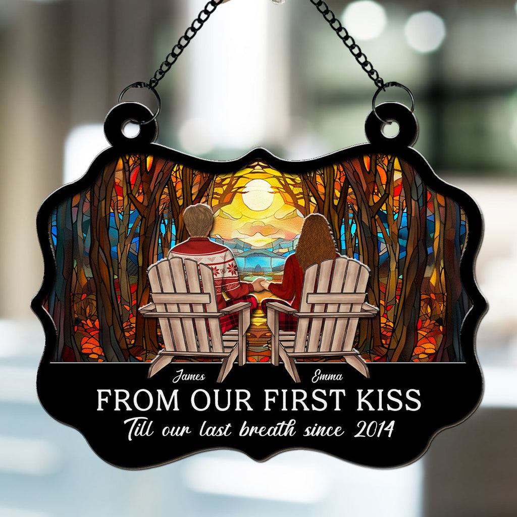 Custom Christmas Couple Hanging Decor, Anniversary Wedding Gifts • Till Our Last Breath - Personalized Suncatcher
