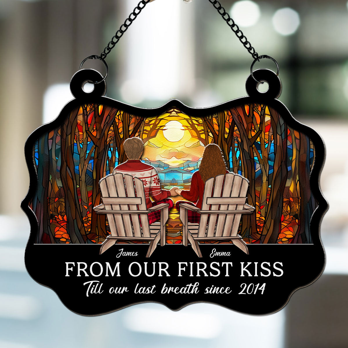 Custom Christmas Couple Hanging Decor, Anniversary Wedding Gifts • Till Our Last Breath - Personalized Suncatcher