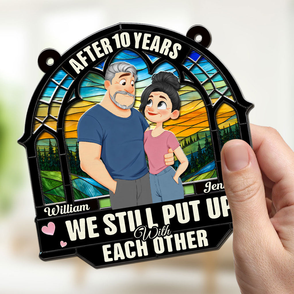 Custom Couple Hanging Decor, Anniversary Valentine's Day Gifts • Forever With You - Personalized Suncatcher