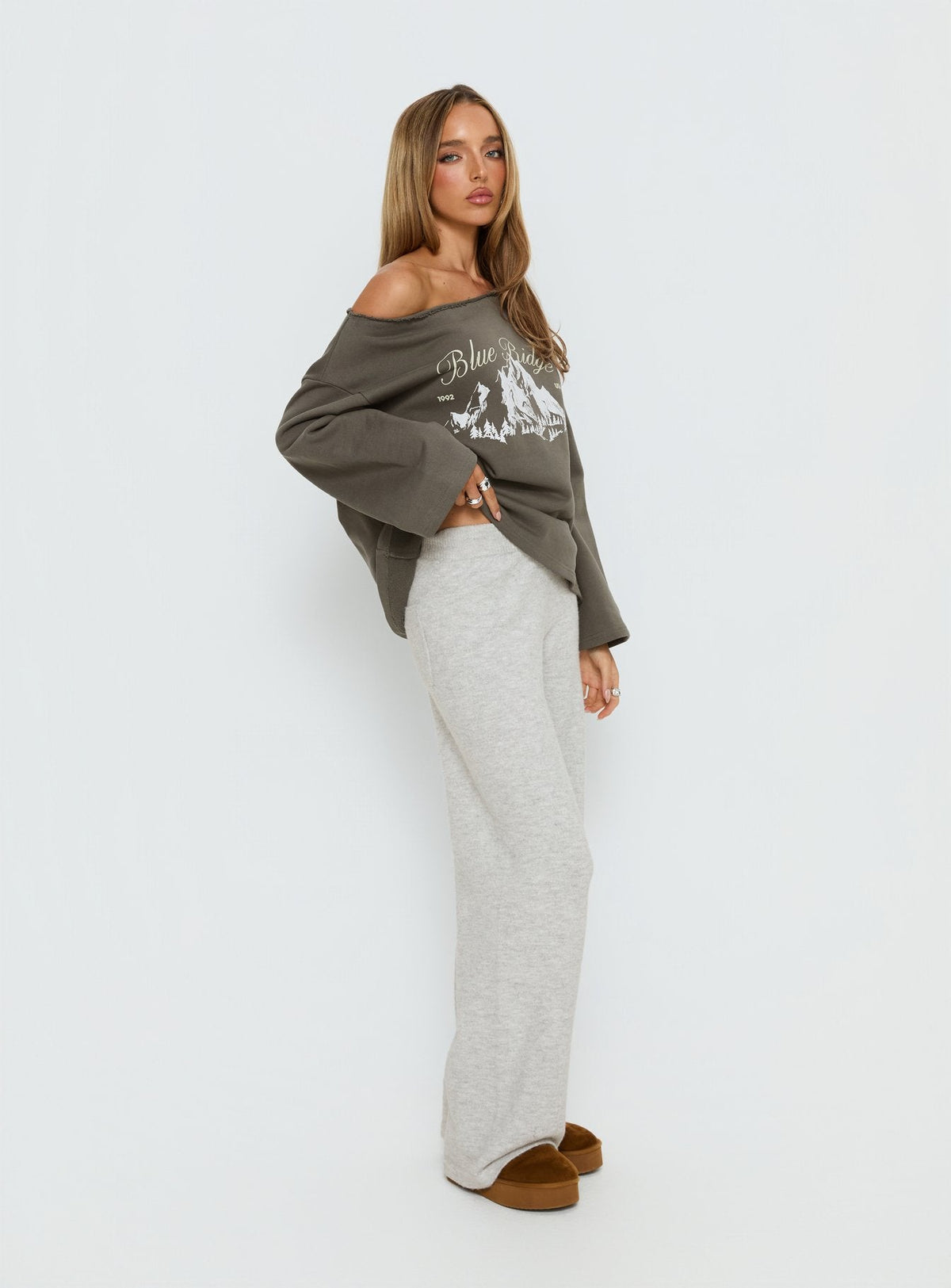 Bekki Wide Leg Knit Pant Grey Marle
