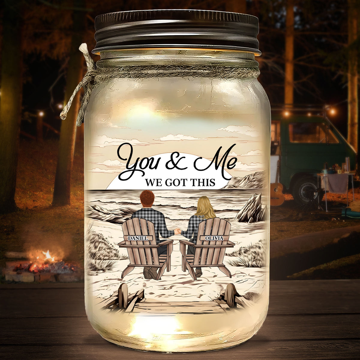 You & Me We Got This - Personalized Mason Jar Light