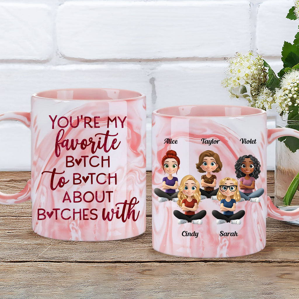Custom Best Friend, Christmas & Birthday Friendship Keepsake Gift • Favorite Bitch - Personalized Pink Marble Mug