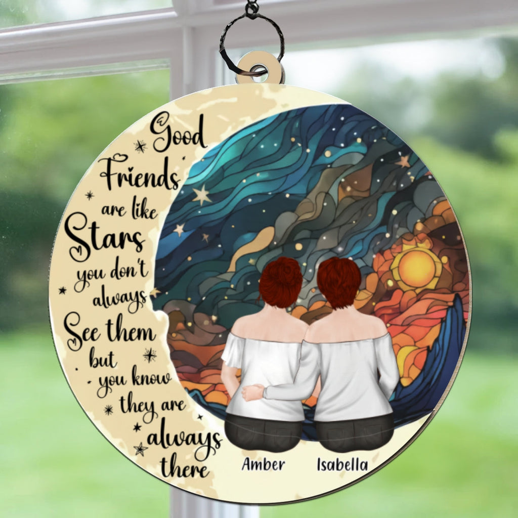Custom Best Friend Hanging Decor, Friendship Birthday Gifts • Friends Like Stars - Personalized Suncatcher
