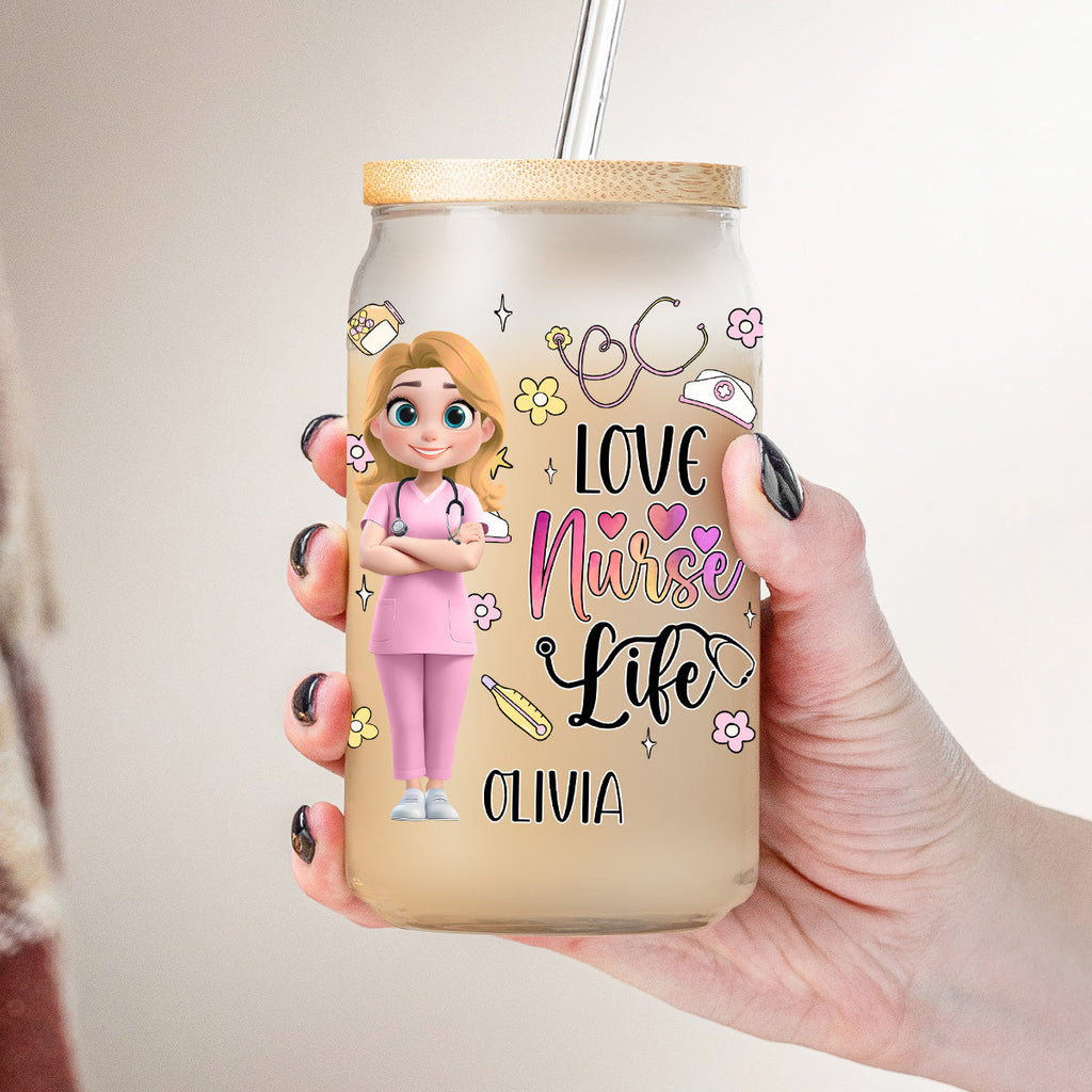 Love Nurse Life - Personalized Glass Can