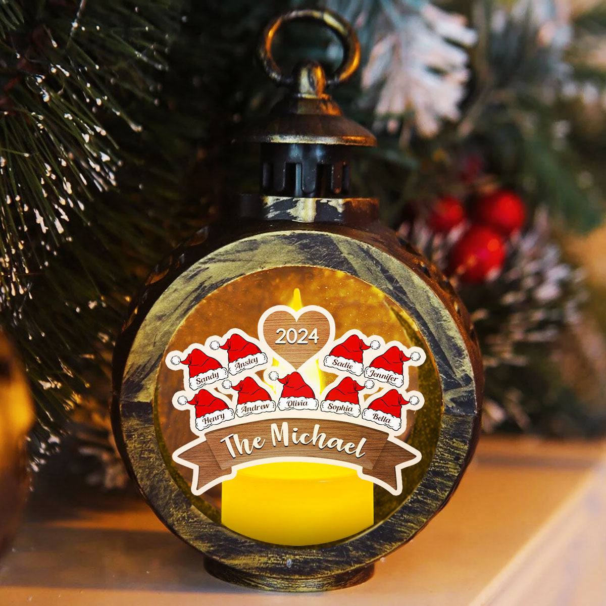 Custom Name Family Christmas Gifts, Holiday Decor • Our Christmas - Personalized Christmas Lantern