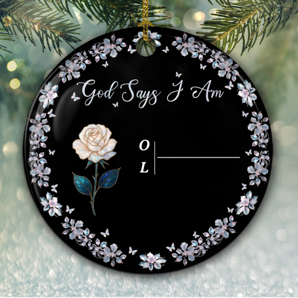 Custom Friendship Christmas Ornament, Best Friend Gift •  God Says I Am - Personalized Ceramic Ornament
