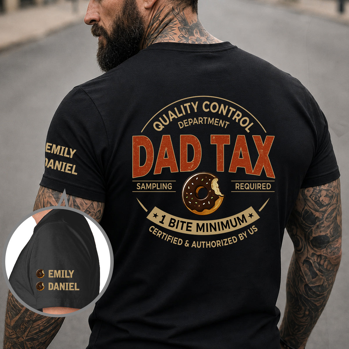Custom Father's Day, Special Gift for Dad & Grandpa • One Bite Minimum - Personalized Shirt With Design On Sleeve