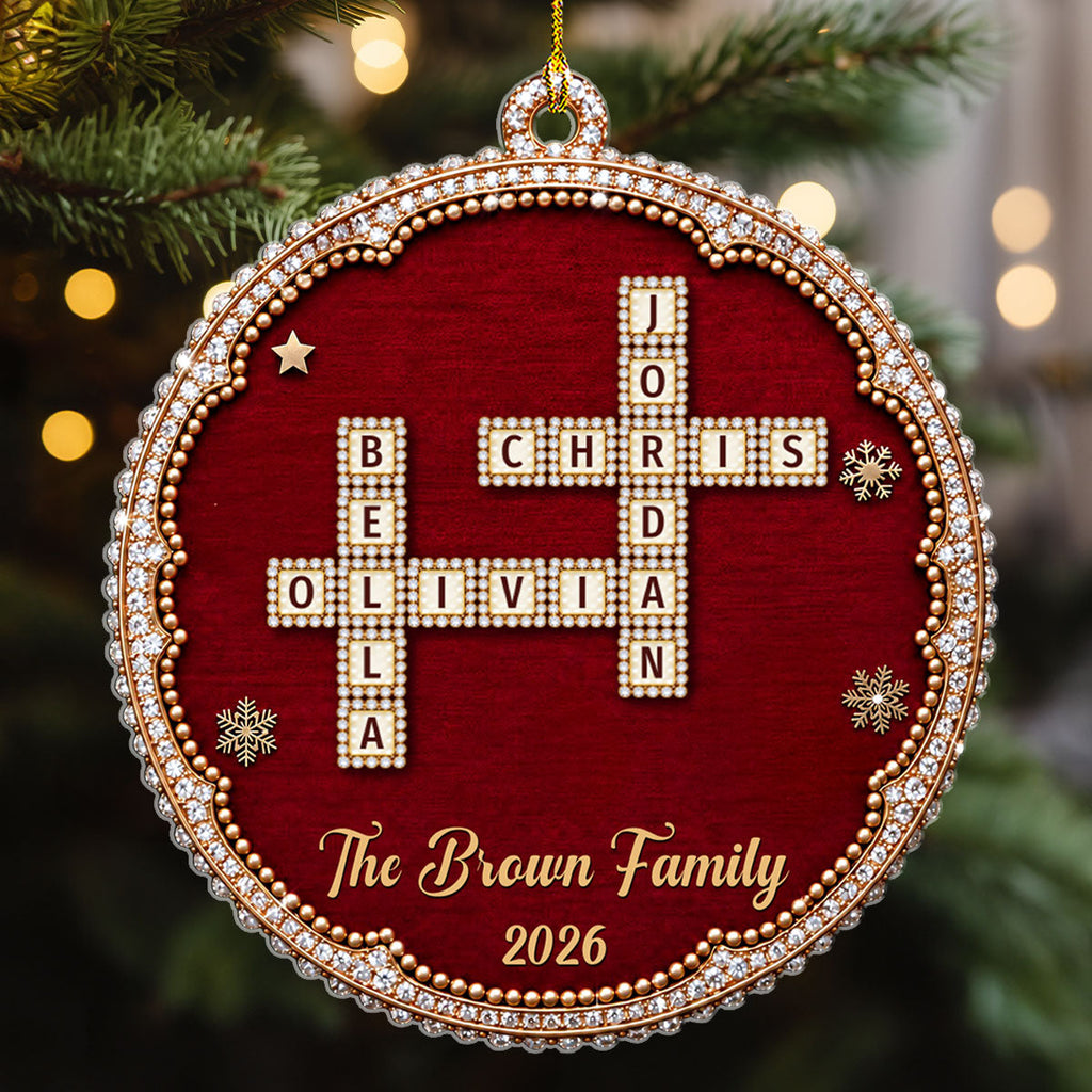 Custom Family Ornament, Christmas Gift for Family Members •  Heirloom Pearl Grid - Personalized Acrylic Ornament
